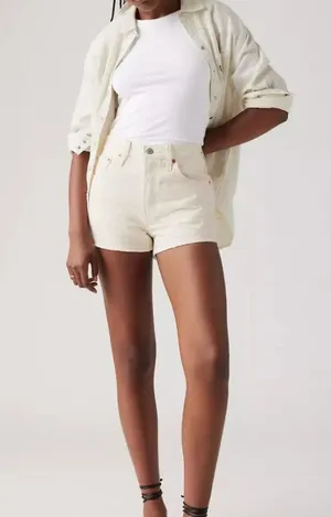 Levi's Premium 32 Women's 501 Original Fit High Rise Shorts White Clean Finish thumbnail 1