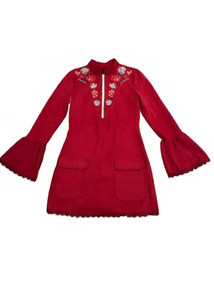 Dress Red Mini Indie BOHO Size Large Coquette Cottage Peasant Red Tomato Rare thumbnail 3