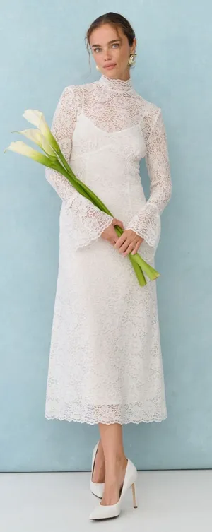 NWT Few Moda x Little White Looks Jen Dress size 8 white Lace bridal ivory thumbnail 1