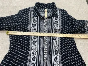 Anthropologie by Cyrena Boho Purple Printed Button-Front Mini Shirt Dress Size L thumbnail 12