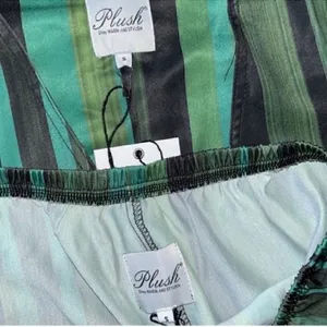 Plush Revolve Striped Green & Black Pants Vest Set(Size Small) thumbnail 8
