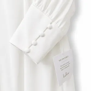 NEW Lulus Lux Bridal Adorna White Off-the-Shoulder Semi-Sheer Chiffon Maxi Dress thumbnail 7