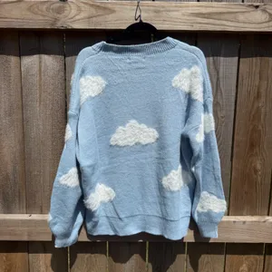 SHEIN Women Blue Cloud Knit Cardigan V-Neck Button Front Sweater Size M thumbnail 4