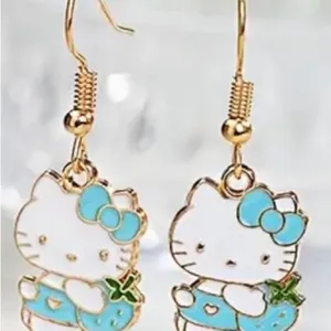 Adorable Blue Strawberry Hello Kitty Dangle Earrings - thumbnail 2