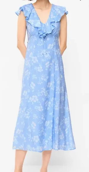 Old Navy Sky Blue Floral Ruffle V-Neck Midi Dress size L thumbnail 1