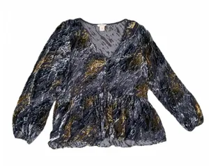 Sundance Silk Blend Velvet Boho Style Long Sleeves Top Size Small thumbnail 1