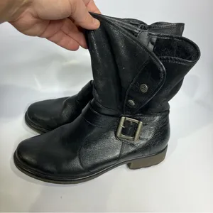 Baretraps Shakira black leather boots women's‎ size 9.5 buckle casual zipper thumbnail 3