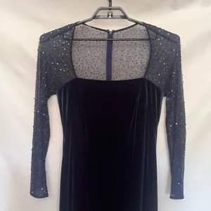 JS Boutique Y2K Velvet Beaded Sheer Formal Dress 12 Whimsigoth Dark Romantic thumbnail 3