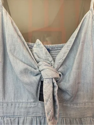 Old Navy Women 100% Cotton Chambray Denim Spaghetti Adj Strap Summer Dress thumbnail 3