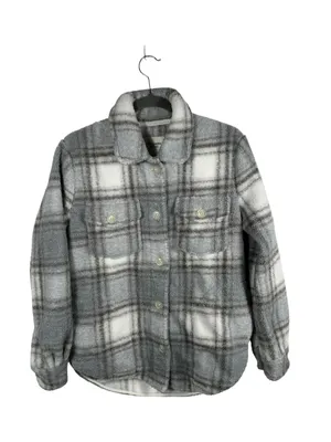 Abercrombie‎ & Fitch Gray and White Plaid Shacket thumbnail 2