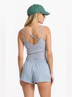 Vuori NWT Rib Crop Tank Top Back Strappy Top Light Cloud Blue Size L thumbnail 3