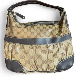 Gucci GG Crystal Mix Hobo Bag Brown Monogram Coated Canvas Leather Shoulder thumbnail 2