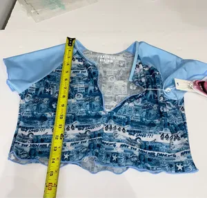 Frankie's Bikinis Blue Tiare Shine Crop Top Size L thumbnail 5