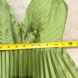 Abercrombie & Fitch Giselle Pleated Mini Dress Size XXS Tall Green thumbnail 5