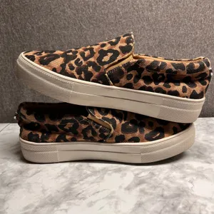 Steve Madden Leopard Print Slip On‎ Sneakers Women's Size 7.5M Platform Comfort thumbnail 5