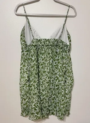 Abercrombie & Fitch Floral Babydoll Plisse Ruched Mini Dress Size Large Petite thumbnail 9