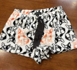 Womens Size Small French Bulldog Lounge Pajama Shorts Pink Plush Sleep‎ Soft thumbnail 1
