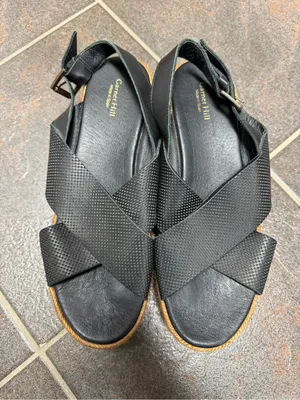 Garnet Hill Audrey Platform Espadrilles Crossover Strap Sandals Black 40 US 10 thumbnail 13