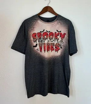 Gildan Grey Halloween Graphic Crew Neck T-Shirt thumbnail 1