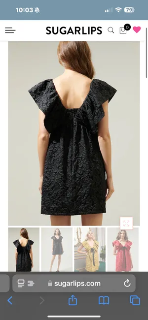 Sugarlips Arielle Jacquard Mini Babydoll Dress Black thumbnail 8