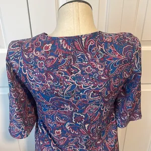 Francesca’s Ayla Blue Pink Paisley Dress Studs VNeckline 3/4” Sleeve Size Medium thumbnail 5