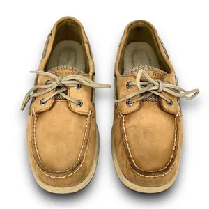 Sperry Top-Sider Intrepid 2 Eye Leather Mesh Linen Tan Beige Loafer Boat Shoes 7 thumbnail 2