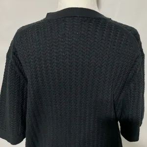 Abercrombie & Fitch Cable Knit Short Sleeve Sweater Tee Faded Black Size Large thumbnail 9