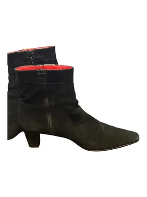 Coach Hillary‎ Black Suede Ankle Boots Block Heel Made in Italy Size 8.5 B thumbnail 4