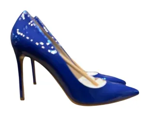 Michael Kors Collection Gretel Runway Patent Shoe Lapis Size 37.5 US 7.5 Heel thumbnail 1