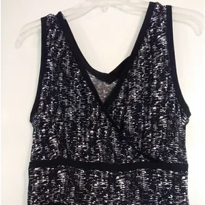 Ann Taylor Black & White Surplice A Line Dress thumbnail 3