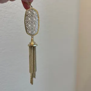 Kendra Scott Rayne Two Tone Gold and Silver Filigree Long Pendant Necklace thumbnail 6