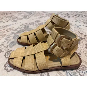 Sam Edelman Dawn Woven Gladiator Fisherman Sandals Beige Gold 8.5 thumbnail 3