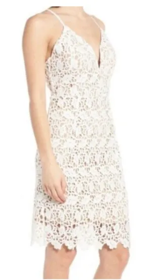J.O.A. NWT Off white lace strappy back sheath cocktail party dress thumbnail 1