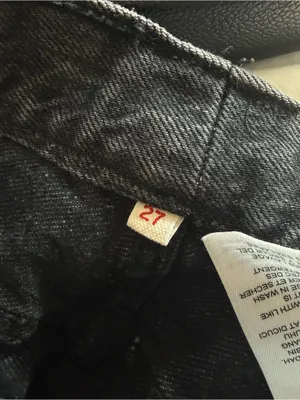 Levi's Black Distressed Denim Skirt with Raw Hem thumbnail 4