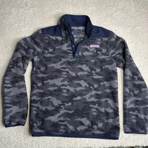 Women's Vineyard Vines Small Shep Shirt Fleece 1/4‎ Snap Button Camo thumbnail 1