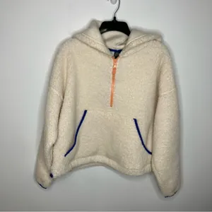 Wild Fable‎ off white Sherpa hooded pullover quarter zip size large thumbnail 2