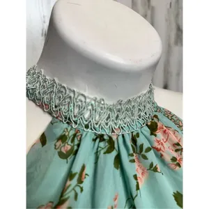 Green floral flare dress size small thumbnail 6