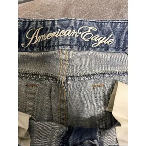 American Eagle Women Blue‎ Medium Wash Low Rise Wide Leg Flare Jeans Size 4? thumbnail 10