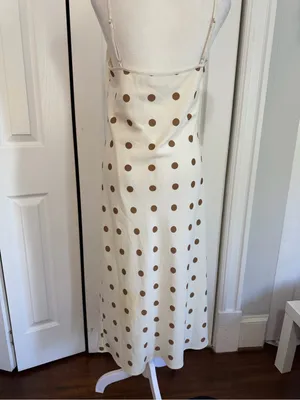 Jenni Kayne Slip Dress Caramel Dot Midi Size Small thumbnail 4