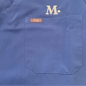 FIGS‎ SCRUBS Ceil Blue Catarina One-Pocket Scrub Top Embroidered "M." Size Small thumbnail 3