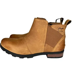 SOREL Emelie Chelsea Boots Waterproof Camel Brown‎ Leather Women’s Size 10 thumbnail 2