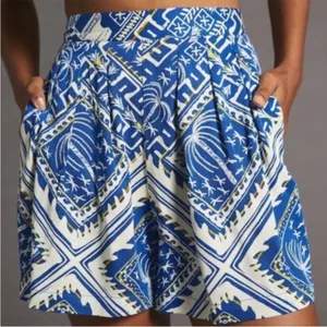 EUC Anthropologie Cory Lynn Calter Everly Blue Palm Tree Motif Size XS thumbnail 2