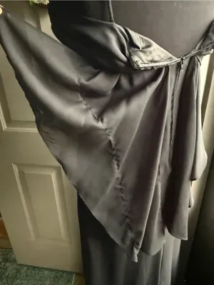 Y2K Betsy & Adam black draped maxi formal prom evening dress, size 8 thumbnail 7