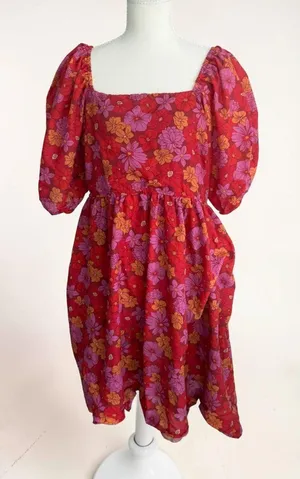 BALTIC BORN Red Floral Smocked Sundress Size XL thumbnail 1