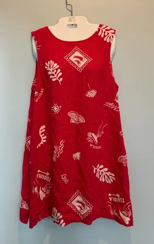 Paper Heart Red Linen Blend sleeveless mini dress size Large New With tags thumbnail 1