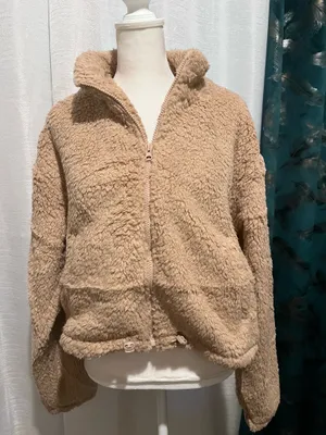 Tan fleece jacket thumbnail 1