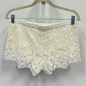 Express Crochet Lace Boho Tassel Shorts XS Off White Cream Coastal Festival thumbnail 2