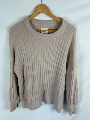 Aerie Fuzzy Thick Ribbed Blush Pink Sweater Size Medium thumbnail 1