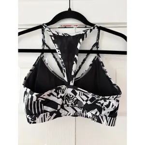 Gymshark Multi Strap Racerback‎ Sports Bra Black White Geometric Print thumbnail 3
