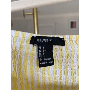 Forever 21 Gingham Crop Top Puff Sleeve Cottagecore Smocked Cotton Vaca Summer L thumbnail 4